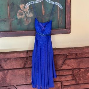 Aiden Mattox Niteline Blue Sequin Cross Back Dress